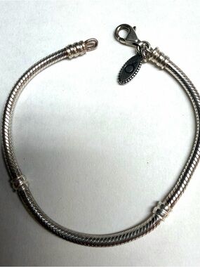 Pandora Sterling Silver Snake Chain Bracelet with Tag and Lobster Clasp